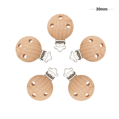 Mabochewing 20pcs 30mm 35mm Natural Beech Wood Clips for Baby Mobile Chewing Pacifier Chain
