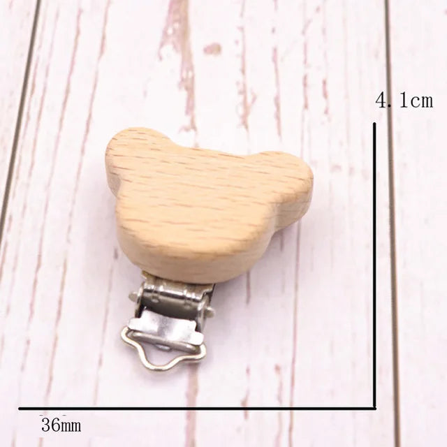 5PCS Wooden Rabbit Pacifier Clip Baby Accessories Wooden Animal Pacifier Metal Holder Elephant Pacifier Wooden Baby Teeth