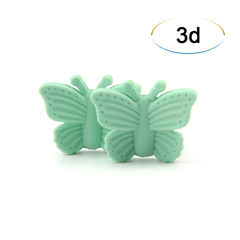 Bowknot 10pcs/lot Silicone Beads DIY Food Grade Silicone Teething Pacifier Cute Shaped Silicone teether Holder Accessories
