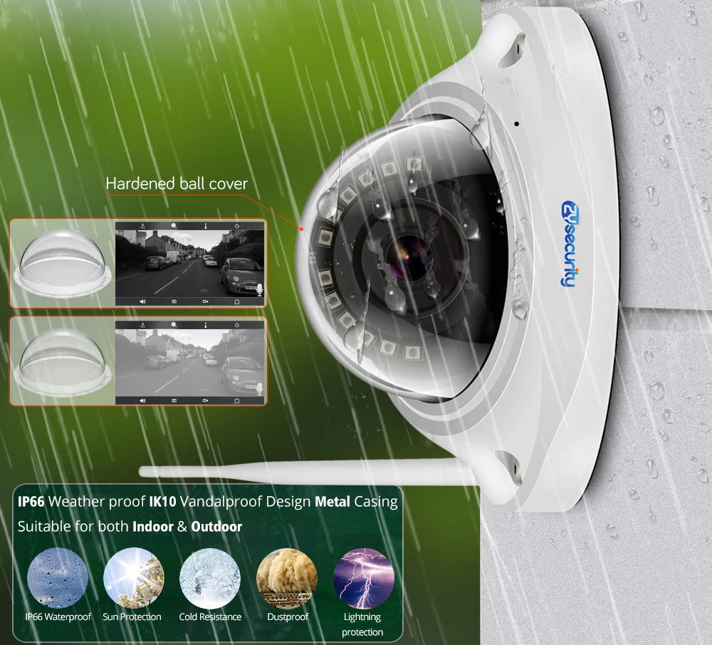 5MP Wifi Dome IP Camera Vandalproof Humanoid Detection CCTV Camera Onvif SD Card H.265 Audio Video Surveillance Cameras Camhipro