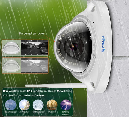 5MP Wifi Dome IP Camera Vandalproof Humanoid Detection CCTV Camera Onvif SD Card H.265 Audio Video Surveillance Cameras Camhipro