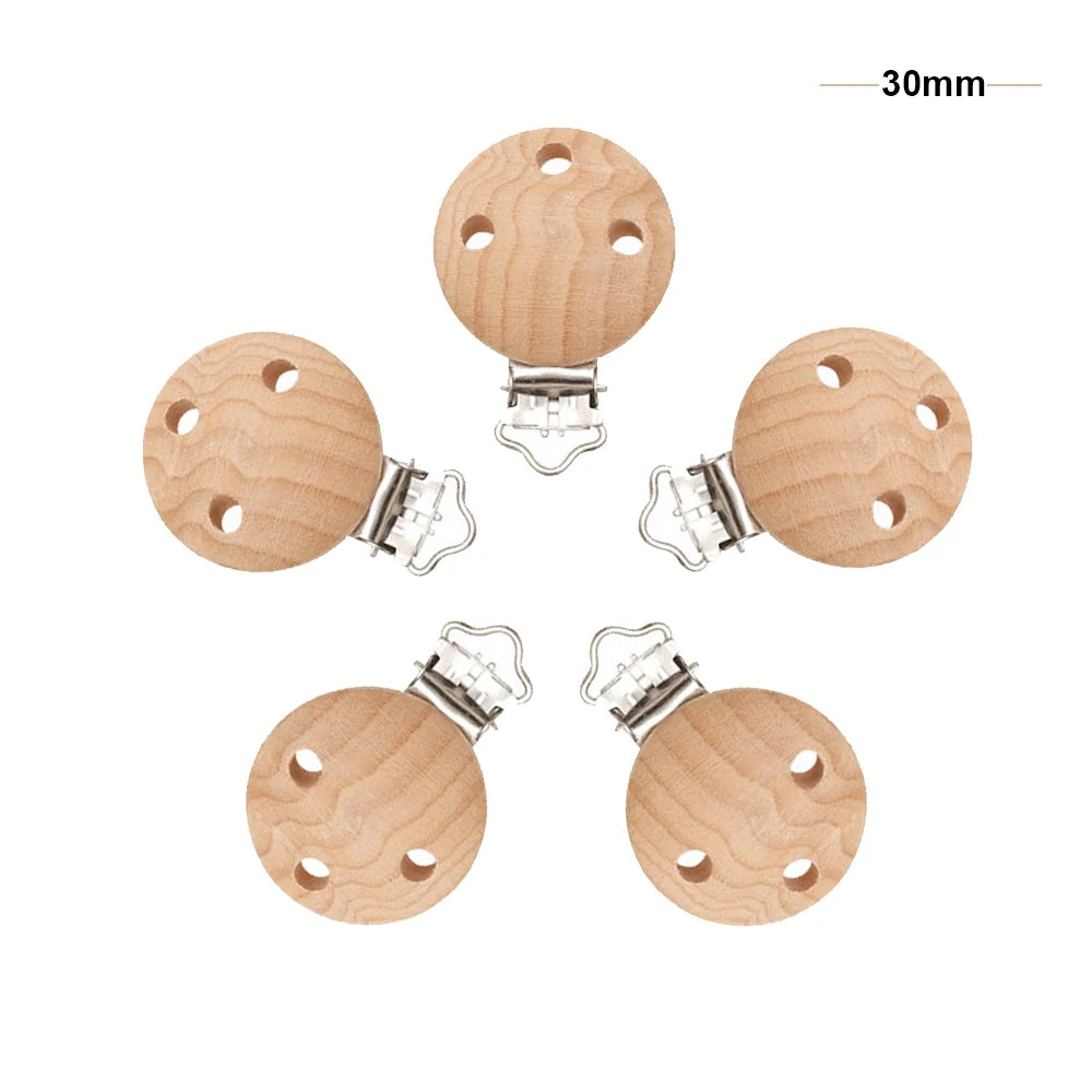 Mabochewing 20pcs 30mm 35mm Natural Beech Wood Clips for Baby Mobile Chewing Pacifier Chain
