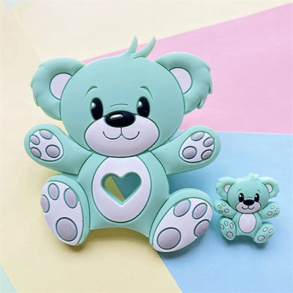 2pcs / Set Mini Silicone Elephant Lion Cat Teether Beads Baby Toy Teether Rattle BPA Free Silicone Teether