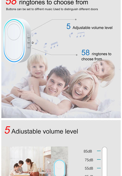 Waterproof Wireless Doorbell Home Welcome Smart Home Door bell 300m Remote Smart Bell Chime EU UK US Plug Optional
