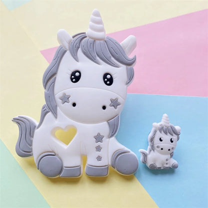 2pcs / Set Mini Silicone Elephant Lion Cat Teether Beads Baby Toy Teether Rattle BPA Free Silicone Teether