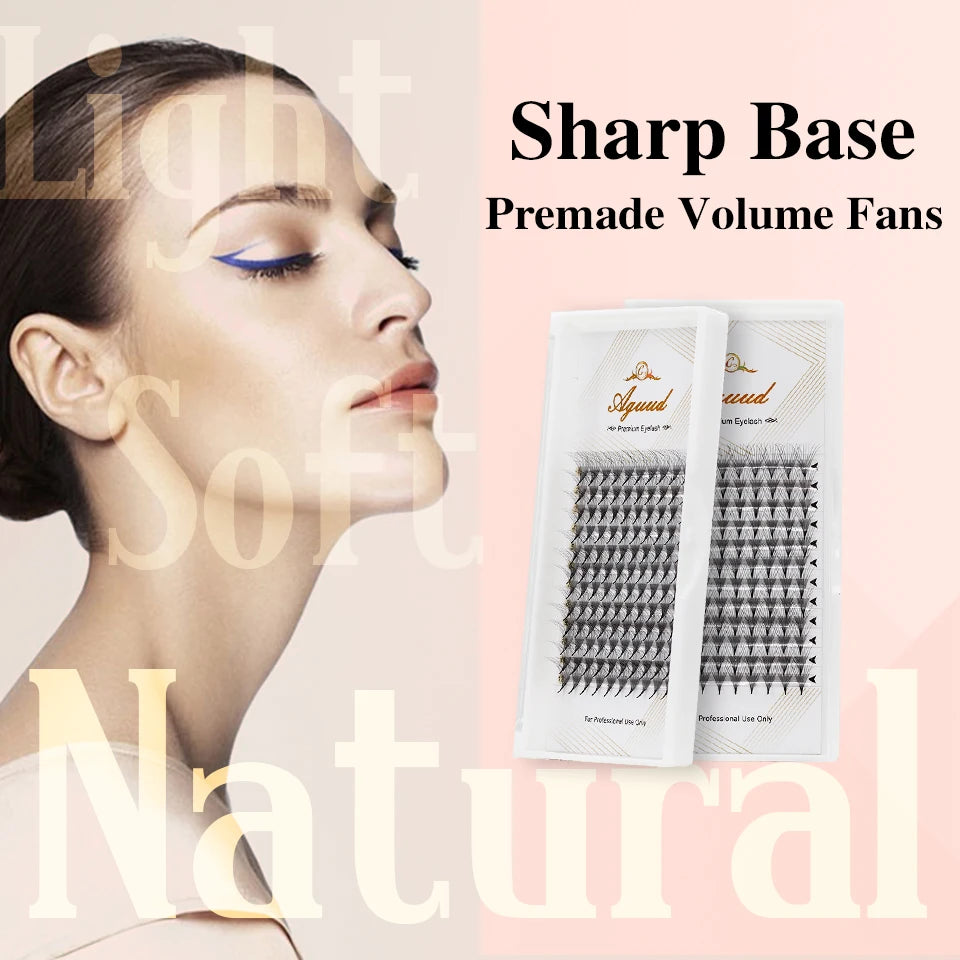 AGUUD 5 Trays/Lot Thin Roots Slim Base Premade Fans Lash Sharp Pointy Base Promade Russian Volume Fans Eyelash Extensions Faux