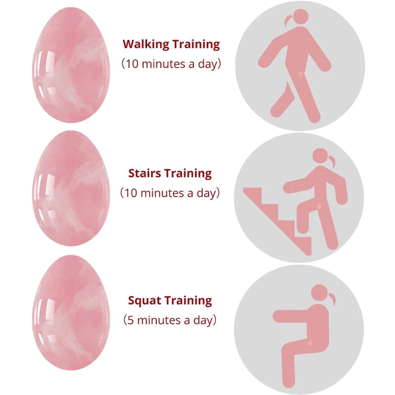 Natural Rose Quartz Yoni Egg Set Jade Egg Vaginal Muscle Firming Kegel Exercise Crystal Yoni Wand Feminine Hygiene Massage Stone