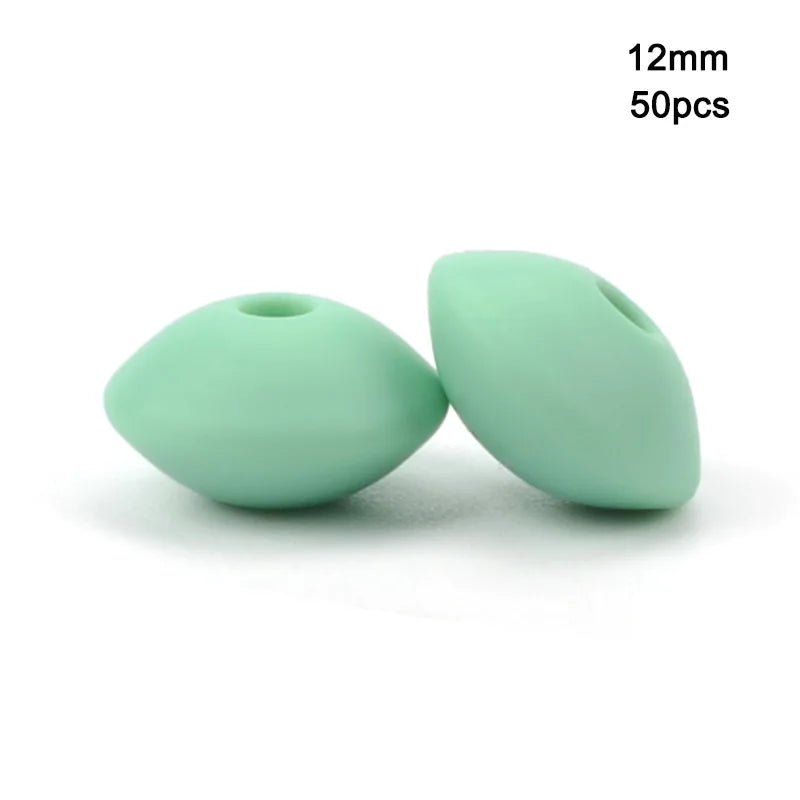 LOFCA 50pcs 12mm Silicone Lentil Beads Baby Teething Beads BPA-Free Food Grade Making Baby Oral Care Pacifier Chain  Accessorise