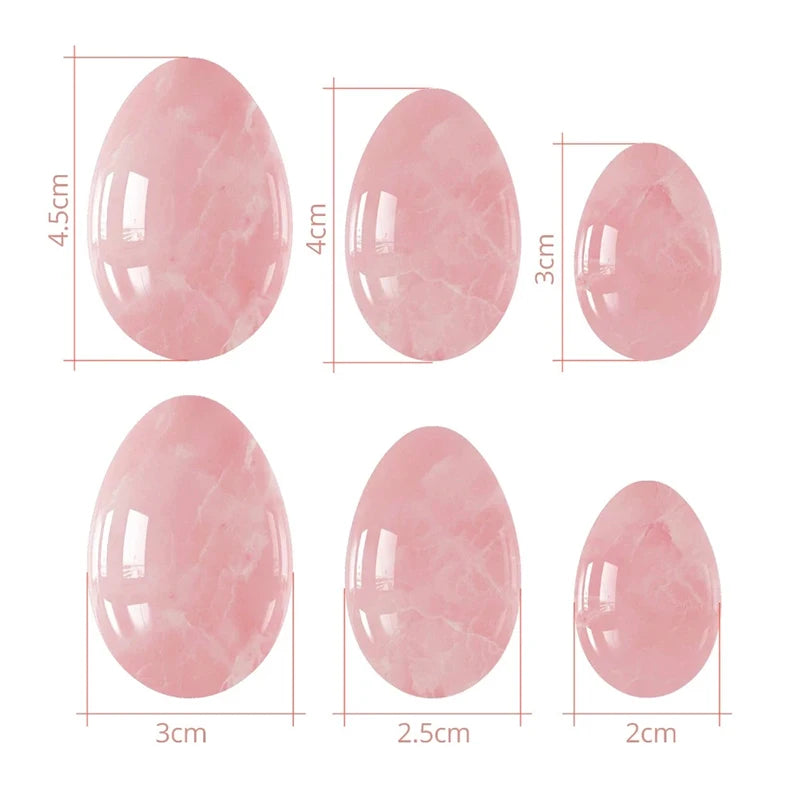 Natural Rose Quartz Yoni Egg Set Jade Egg Vaginal Muscle Firming Kegel Exercise Crystal Yoni Wand Feminine Hygiene Massage Stone