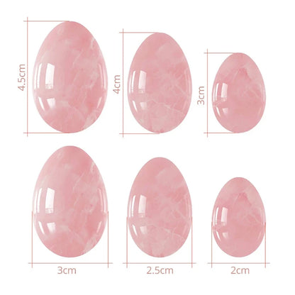 Natural Rose Quartz Yoni Egg Set Jade Egg Vaginal Muscle Firming Kegel Exercise Crystal Yoni Wand Feminine Hygiene Massage Stone