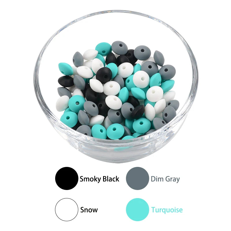 LOFCA 50pcs 12mm Silicone Lentil Beads Baby Teething Beads BPA-Free Food Grade Making Baby Oral Care Pacifier Chain  Accessorise