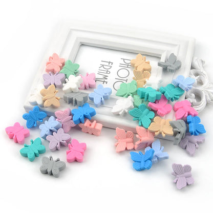 Bowknot 10pcs/lot Silicone Beads DIY Food Grade Silicone Teething Pacifier Cute Shaped Silicone teether Holder Accessories