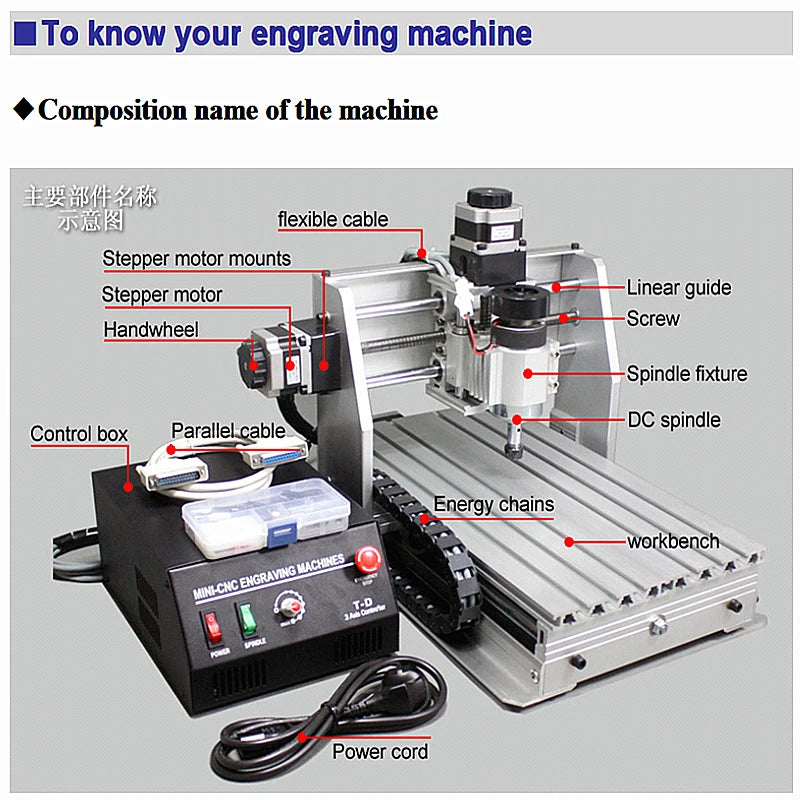 3 Axis LTP Port 230w Spindle Motor mach3 Control 3020 Mini CNC Router Engraving Milling Machine for PVB Wood