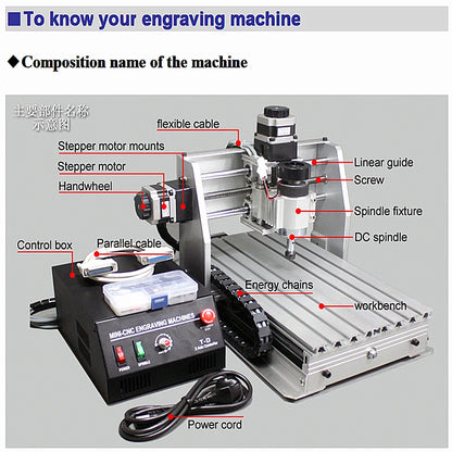 3 Axis LTP Port 230w Spindle Motor mach3 Control 3020 Mini CNC Router Engraving Milling Machine for PVB Wood