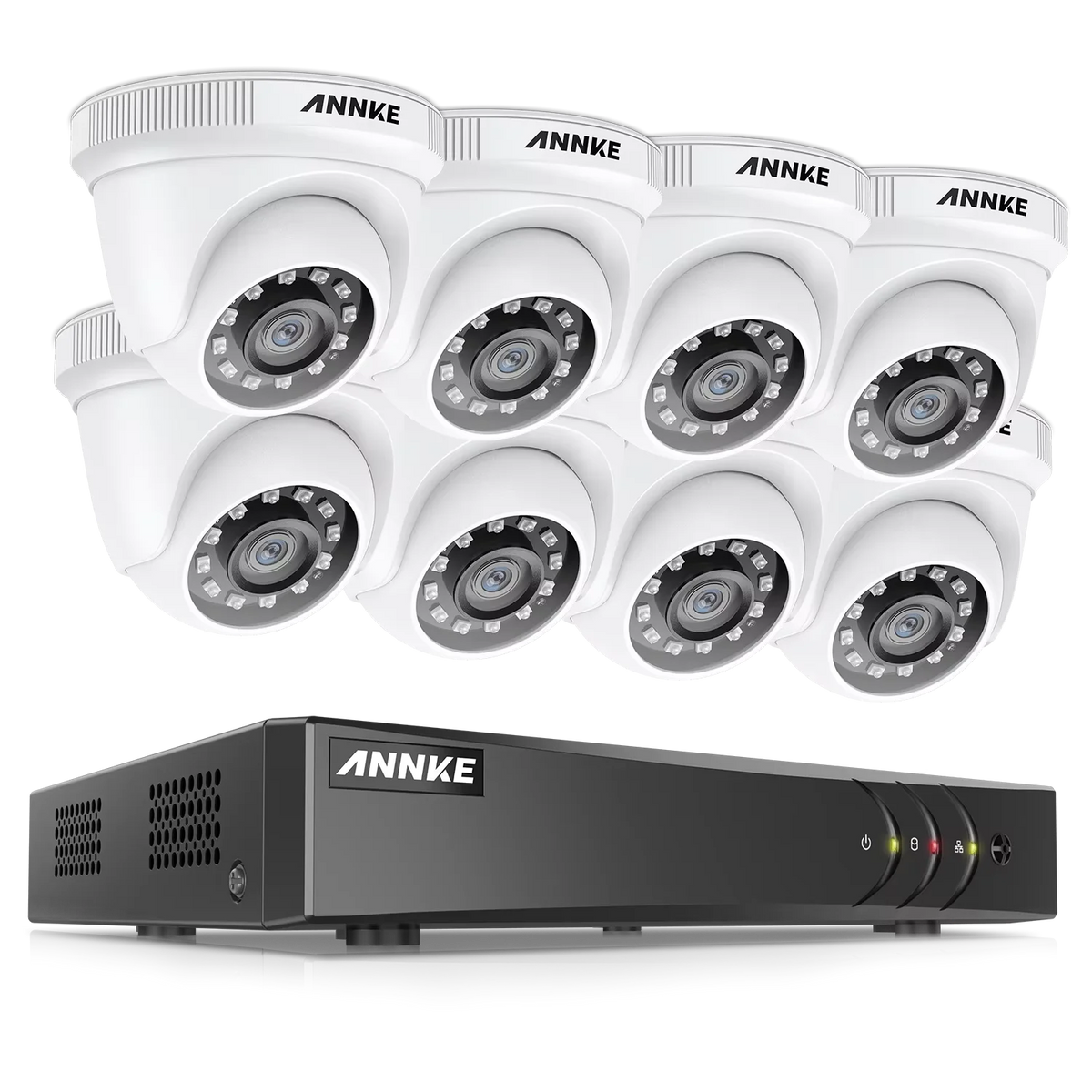 ANNKE 5MP 8CH  Digital Video Recorder DVR AI Analog CCTV Camera System with 2MP  TVI IR IP66 Turret Cameras