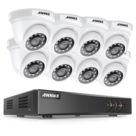 ANNKE 5MP 8CH  Digital Video Recorder DVR AI Analog CCTV Camera System with 2MP  TVI IR IP66 Turret Cameras