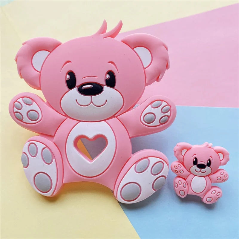 2pcs / Set Mini Silicone Elephant Lion Cat Teether Beads Baby Toy Teether Rattle BPA Free Silicone Teether