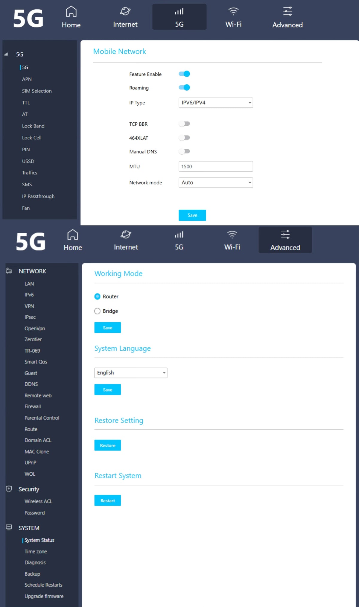 5G CPE LTE WIFI Hotspot Wireless 5G CPE WIFI 6 Router