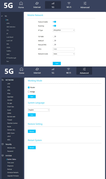 5G CPE LTE WIFI Hotspot Wireless 5G CPE WIFI 6 Router