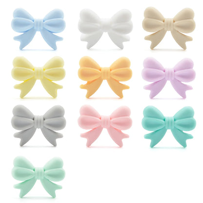 Bowknot 10pcs/lot Silicone Beads DIY Food Grade Silicone Teething Pacifier Cute Shaped Silicone teether Holder Accessories