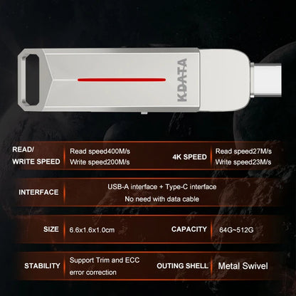 OTG Solid State Pendrive Metal 128GB 256GB 512GB Memory Stick Write Protect Switch Type C Usb 3.0 Flash Drive