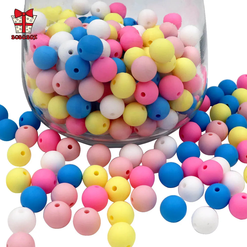 BOBO.BOX 100pc12mm Silicone Lentil Beads Baby Teething Bead BPA-Free Food Grade Making Baby Oral Care Pacifier Chain Accessorise