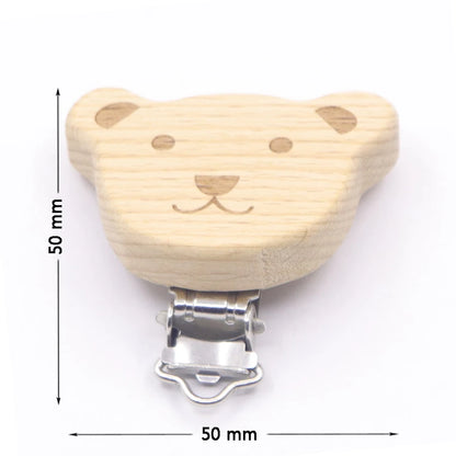 5PCS Wooden Rabbit Pacifier Clip Baby Accessories Wooden Animal Pacifier Metal Holder Elephant Pacifier Wooden Baby Teeth