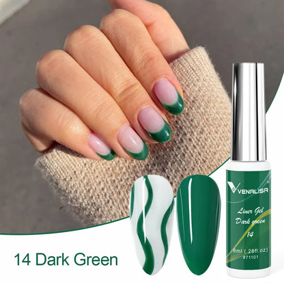 Venalisa Liner Gel 8ml French Nail Gel Polish UV LED Painting Gel Nail Art Design Gorgeous Glitter Color DIY Drawing Polish