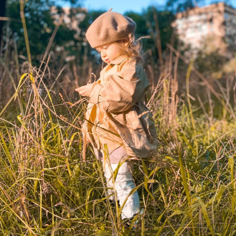 Fashion Baby Coat with Belt Cotton Autumn Spring Baby Girl Clothes Solid Color Infant Jacket Baby Girl Coat 2 Colors