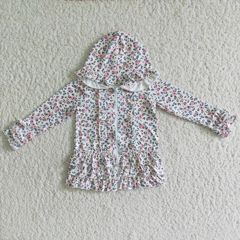 Fashion Outerwear Baby Girl Coat Ruffle Long Sleeve Hoodie Cotton Zipper Sweatshirt Children Clothes Infant Colorful Clothing