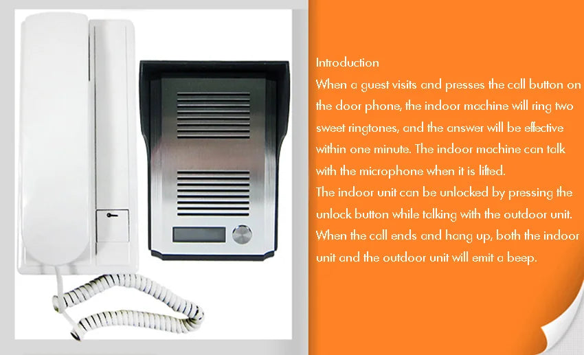 Door Phone System, Doorbell Intercom Entry System, Wired Intercom Doorbell Kits, Door Intercom, Support Unlock Door Release