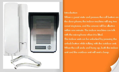 Door Phone System, Doorbell Intercom Entry System, Wired Intercom Doorbell Kits, Door Intercom, Support Unlock Door Release