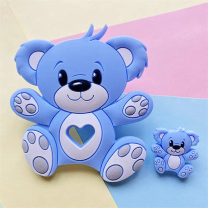 2pcs / Set Mini Silicone Elephant Lion Cat Teether Beads Baby Toy Teether Rattle BPA Free Silicone Teether