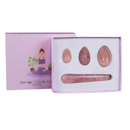 Natural Rose Quartz Yoni Egg Set Jade Egg Vaginal Muscle Firming Kegel Exercise Crystal Yoni Wand Feminine Hygiene Massage Stone