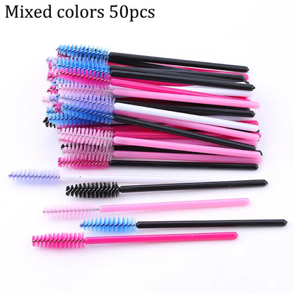 50pcs Eyelash Extension Disposable Eyelash Brush Mascara Stick Applicator Propeller Eye Lashes Makeup Brush Set Makeup Tools