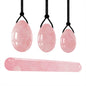 Natural Rose Quartz Yoni Egg Set Jade Egg Vaginal Muscle Firming Kegel Exercise Crystal Yoni Wand Feminine Hygiene Massage Stone
