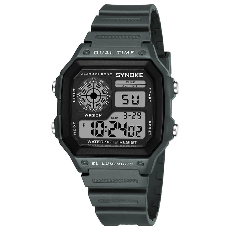 SYNOKE NEW Sports Watch Men Military Watches Casual Waterproof Digital Wristwatch Clock Square Dual Time Relogio Masculino