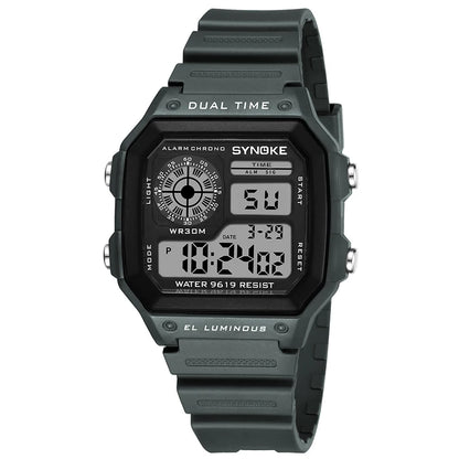 SYNOKE NEW Sports Watch Men Military Watches Casual Waterproof Digital Wristwatch Clock Square Dual Time Relogio Masculino