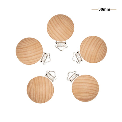 Mabochewing 20pcs 30mm 35mm Natural Beech Wood Clips for Baby Mobile Chewing Pacifier Chain