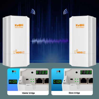USA Stock KuWFi 5.8Ghz 900Mbps 2KM Distance Long Range Bridge Waterproof Point to Point Wireless Bridge for Outdoor Use