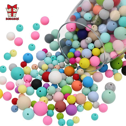 BOBO.BOX 100pc12mm Silicone Lentil Beads Baby Teething Bead BPA-Free Food Grade Making Baby Oral Care Pacifier Chain Accessorise