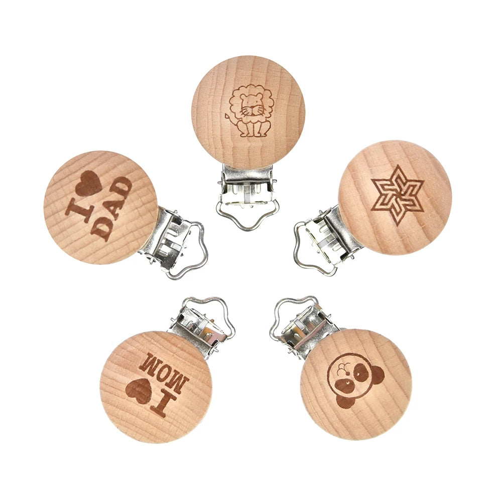 Mabochewing 20pcs 30mm 35mm Natural Beech Wood Clips for Baby Mobile Chewing Pacifier Chain