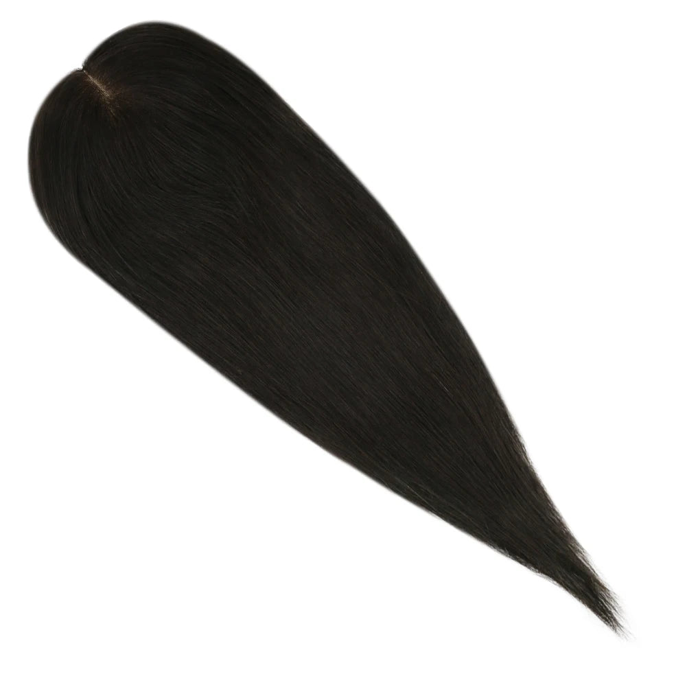 Moresoo Straight Human Hair Toppers Machine Remy Hair Piece Clip in For Women Topper for Beauty Hand Made Mono Base Hair Natural