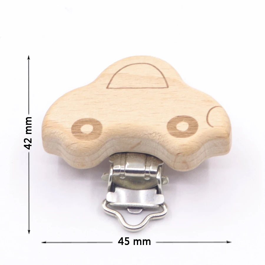 5PCS Wooden Rabbit Pacifier Clip Baby Accessories Wooden Animal Pacifier Metal Holder Elephant Pacifier Wooden Baby Teeth
