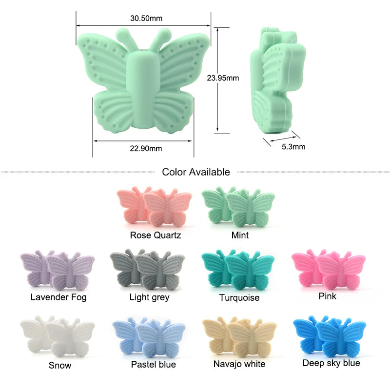 Bowknot 10pcs/lot Silicone Beads DIY Food Grade Silicone Teething Pacifier Cute Shaped Silicone teether Holder Accessories