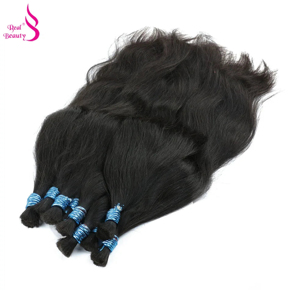 REAL BEAUTY Remy Human Hair Vietnam Natural Straight Bulk Hair for Braiding Black Brown No Weft Crochet Braids Bundles