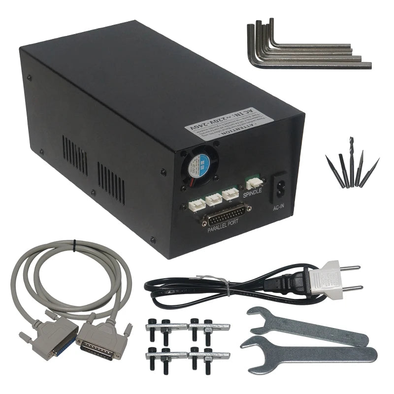 Mini CNC 2520T Router Lathe Machine Milling Machine for Metal Wood CNC-Tool-Kit 3 Axis Parallel Port 200W for CNC Learning Hobby