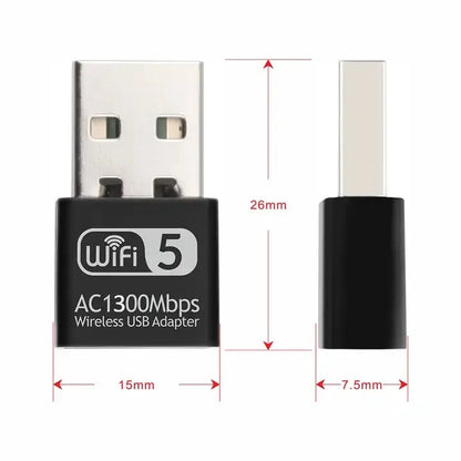 Factory Price 1300Mbps Wireless Network Card Dual Band AC1300 5GHz USB WiFi Adapter for PC Laptop