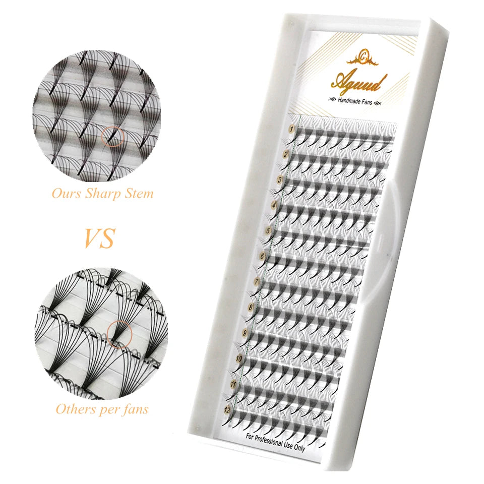 AGUUD 5 Trays/Lot Thin Roots Slim Base Premade Fans Lash Sharp Pointy Base Promade Russian Volume Fans Eyelash Extensions Faux