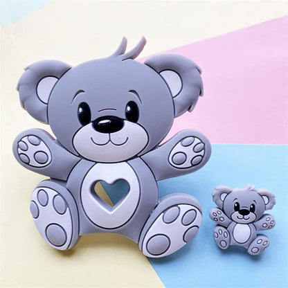 2pcs / Set Mini Silicone Elephant Lion Cat Teether Beads Baby Toy Teether Rattle BPA Free Silicone Teether